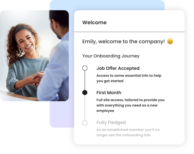 Image showing an onboarding journey, welcoming someone to the company