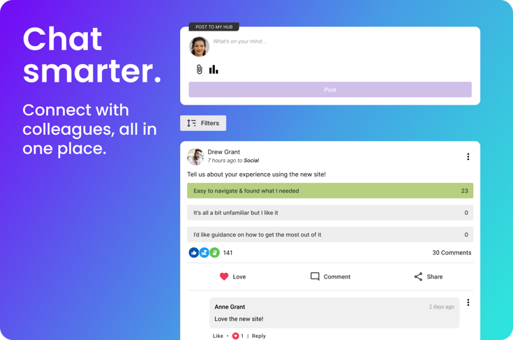 An image of ZIGUP's social timeline on their intranet