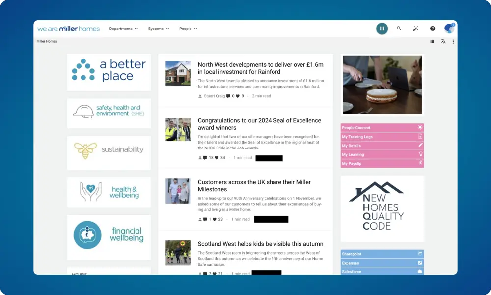 Miller Homes Oak Engage homepage