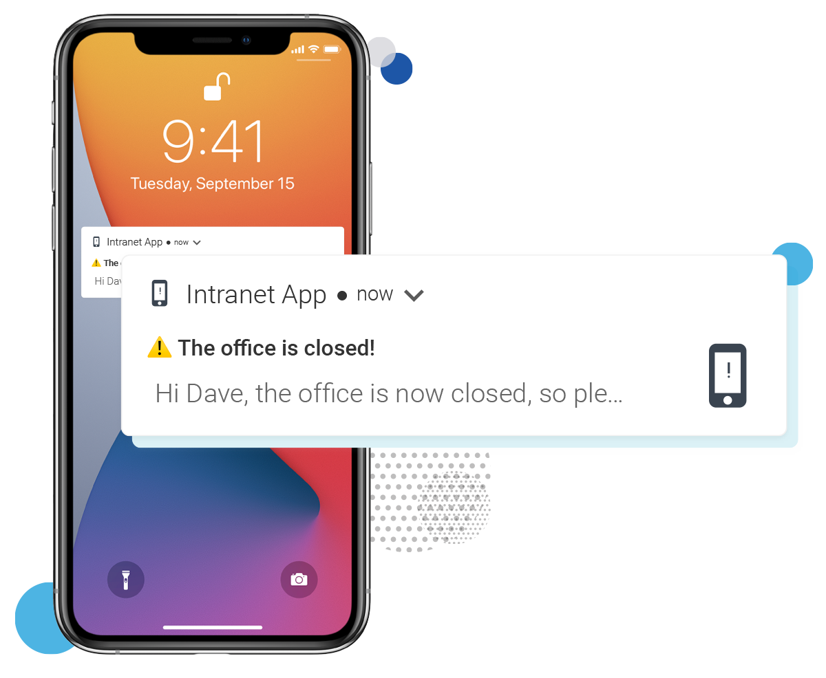 Image shows mobile app notification