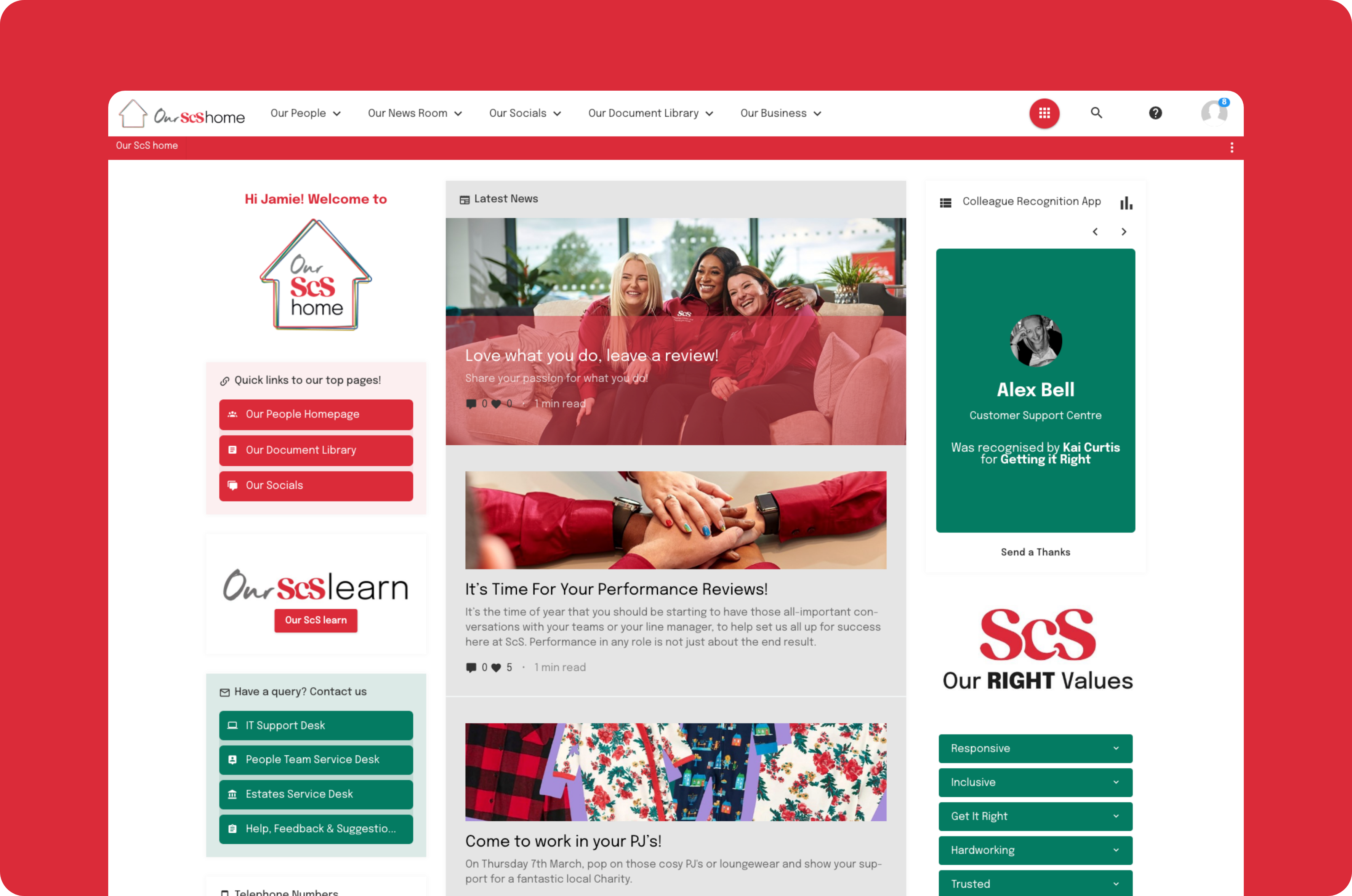 ScS Oak intranet homepage